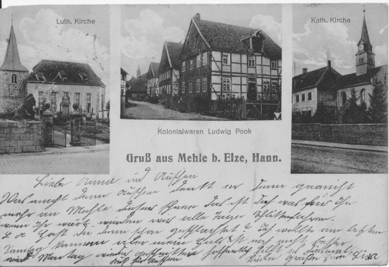 Mehle bei Elze von 1917, Urbanuskirche Mehle Marienkirche Elze
